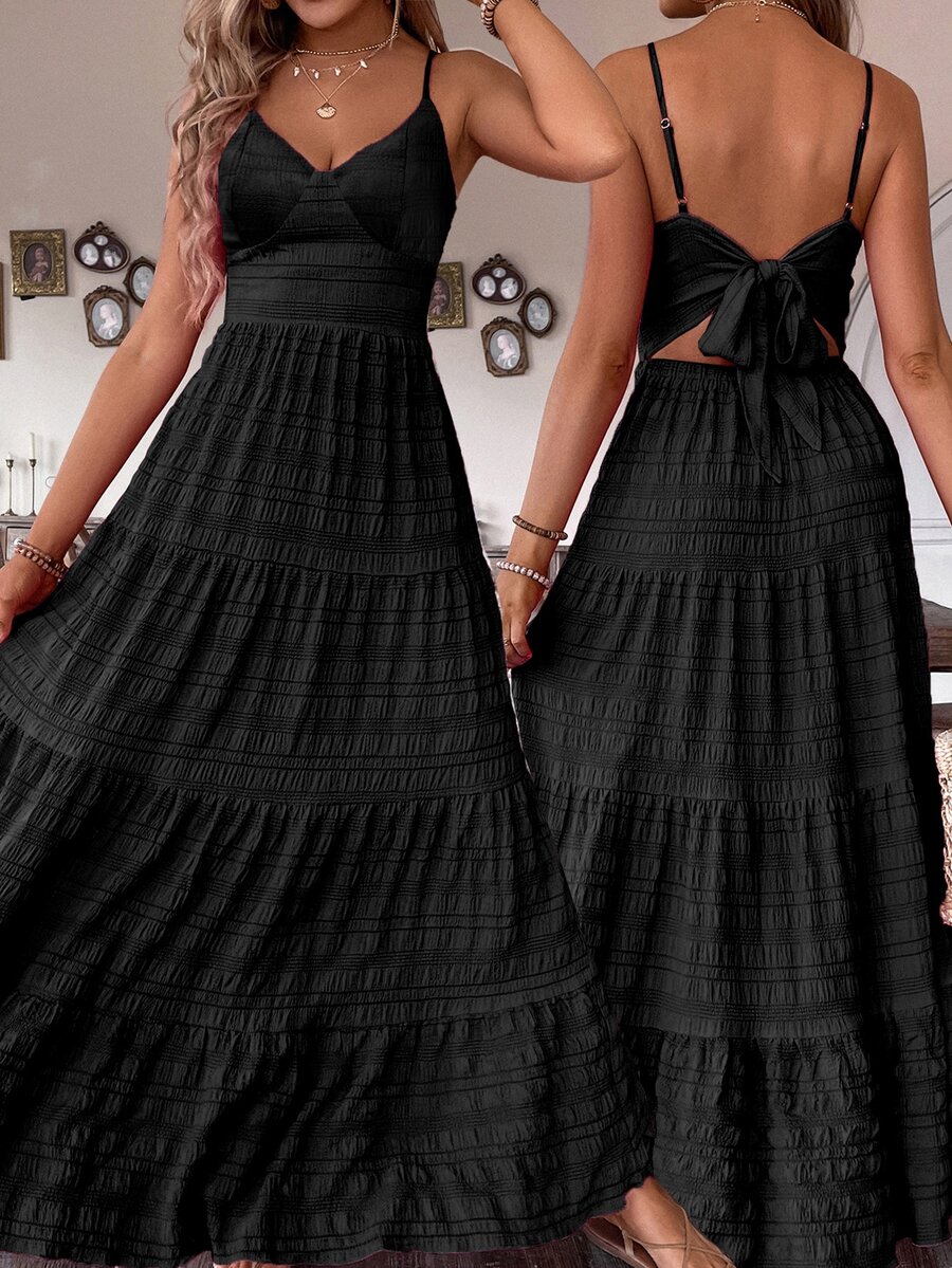 Breezaya Vintage Country Style Wedding Guest Cute Bowknot Layered Patchwork Dress For Women