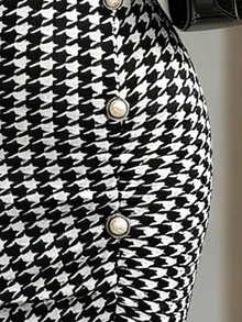 Fine & Folde Women's Houndstooth Casual Versatile Daily Skirt - Black and White - View 2