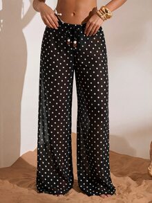 Opulessa Celana Panjang Wanita Motif Polkadot dengan Tali Serut di Pinggang, Kasual, Serbaguna untuk Aktivitas Sehari-hari, Penutup Tubuh - MultiWarna - View 3