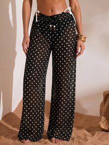 Opulessa Celana Panjang Wanita Motif Polkadot dengan Tali Serut di Pinggang, Kasual, Serbaguna untuk Aktivitas Sehari-hari, Penutup Tubuh - MultiWarna - View 6