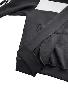 SHEIN BASICS Plus Size Women's Colorblock Casual Sport Cowboy Versatile Daily Wear Long Sleeve Jacket Office Teacher Black Autumn - Black - View 8