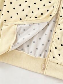 SHEIN Sparklyn Autumn/Winter Girls' Hooded Zip-Up Jacket - Mixed Street Style, Fall Clothes, Sweatshirt Knit Fabric Suitable For Autumn/Winter - Yellow - View 7