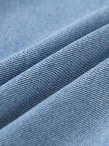 Tween Boy Retro Aqua Blue Washed Denim Jeans,Drawstring Waist,Patch Pockets,Simple Relaxed Tapered Fit,Summer,Casual 2016 Aesthetic,Streetwear,School - Light Wash - View 8