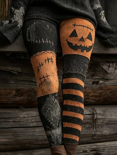 Breezaya Leggings con estampado de Halloween para mujer, adecuados para uso diario y también una opción perfecta para Halloween.