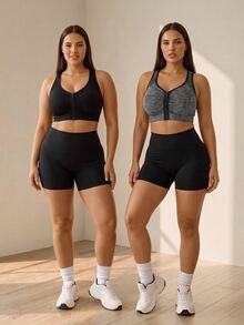 Velisys Velisys Plus Size Women's Zipper Front Everyday Fitness Sports Bra - Multicolor - View 3
