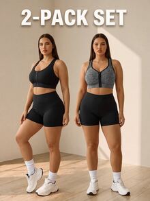 Velisys Velisys Plus Size Women's Zipper Front Everyday Fitness Sports Bra - Multicolor - View 2