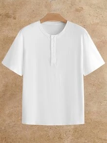 HIMLAND Men's Summer Casual Versatile Solid Color Short Sleeve T-Shirt 3 Pieces Set - Multicolor - View 9