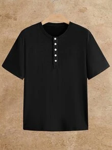 HIMLAND Men's Summer Casual Versatile Solid Color Short Sleeve T-Shirt 3 Pieces Set - Multicolor - View 5