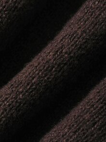 DAZY Women's Casual Solid Color Off-Shoulder Cardigan, Autumn/Winter - Brown - View 3