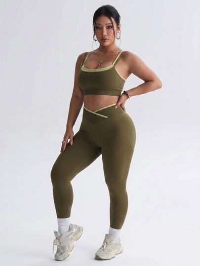 SHEIN Rhythm Era Women's Plus Size Seamless High Elasticity Sports Set, Fitness Casual Daily Workout Waist-Cinched Butt-Lifting Outfit