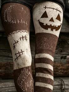 Breezaya Plus-Size Women's High-Waisted Halloween-Print Leggings, Suitable For Everyday Wear - Multicolor - View 3