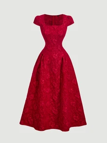 Women Midi Dresses - Red - View 2
