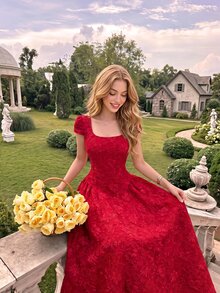 Women Midi Dresses - Red - View 8