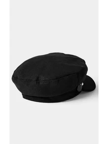 Noxbound 1pc Women Rivet Chain Sailor Cap Beret Hat, Street Chic Casual Flat Top Hat For Outdoor Travel Beach Party, Suitable For Fall & Winter Halloween - Black - View 6