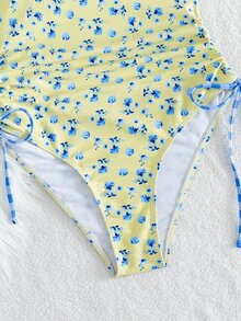 Swim Mod 春假新款女士印花随机颜色侧系带性感优雅度假简约连体泳衣 - 彩色 - 查看 4