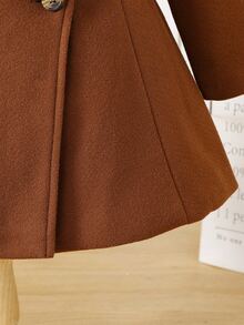 Young Girls Overcoats, Y2k, Y2k Tops, Fall Clothes, Winter Brown Stand-Collar Elegant Coat - Brown - View 8