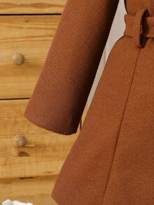 Young Girls Overcoats, Y2k, Y2k Tops, Fall Clothes, Winter Brown Stand-Collar Elegant Coat - Brown - View 6