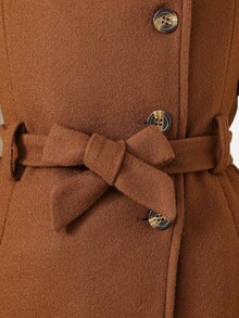 Young Girls Overcoats, Y2k, Y2k Tops, Fall Clothes, Winter Brown Stand-Collar Elegant Coat - Brown - View 7