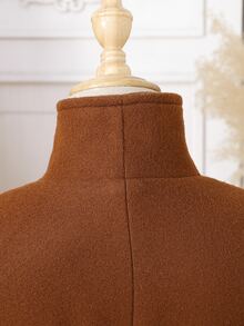 Young Girls Overcoats, Y2k, Y2k Tops, Fall Clothes, Winter Brown Stand-Collar Elegant Coat - Brown - View 5