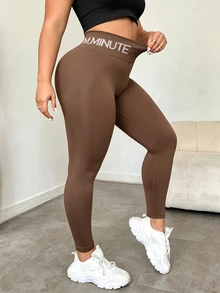 Rhythm Era Plus Size Stretchy Skinny Sports Pants Gym Athletic Summer - Brown - View 5