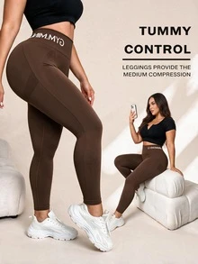 Rhythm Era Plus Size Stretchy Skinny Sports Pants Gym Athletic Summer - Brown - View 1