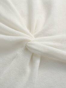 LUMIGAL Women's Elegant Casual Sexy Off White Ribbing Twist Design Long Sleeve T-Shrit,Commuting Fashion,Casual Outings, Autumn - Apricot - View 7