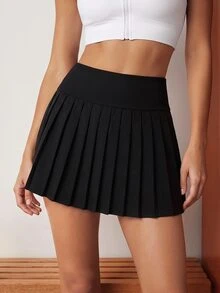 CourtClass CourtClass Solid Color Pleated Tennis Skort - Black - View 9