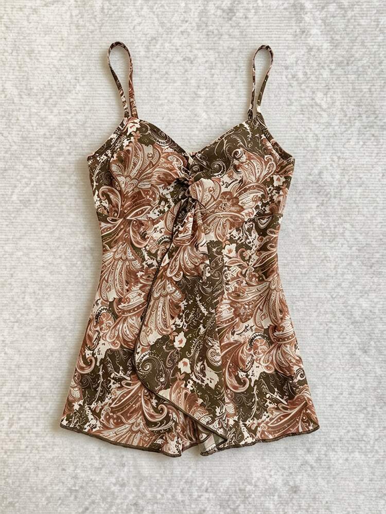 Sundraya Women's Paisley Print Camisole Top For Vacation And Casual Wear - Green - View 4