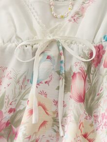 Sundraya Summer New Sweet Style Printed Ethereal Girl Ruffle Patchwork Elegant Youthful Vintage Bowknot 2 In 1 Tank Top - White - View 7
