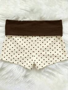 Sundraya Women's Casual Polka Dot Print Patchwork Shorts, Summer - Multicolor - View 6