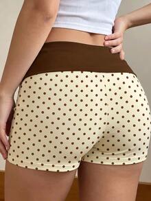 Sundraya Women's Casual Polka Dot Print Patchwork Shorts, Summer - Multicolor - View 3