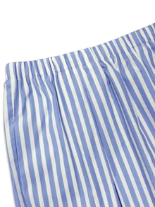 Glimmora Women's Striped Halter Top And Long Pants 2 Pieces Set - Blue - View 4