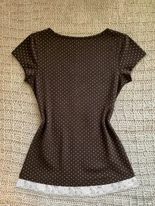 Sundraya Women's Lace Patchwork Polka Dot Casual Versatile Daily Wear Top - Multicolor - View 6