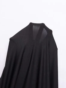 SHEIN Rhythm Era 大尺碼女款黑色 Polo 領短袖運動洋裝，附高腰腰帶與手機口袋，2 件組運動夏季中尺碼網球短褲套裝，高爾夫球風 - 黑色 - 查看 9