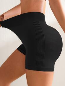 SHEIN Unity Seamless High Elasticity Plus Size Women's Sports Shorts Gym Pilates Black Summer - Black - View 7