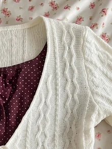 Sundraya American Vintage Lace-Up Bell Sleeve Knit Cardigan Jacket - White - View 7