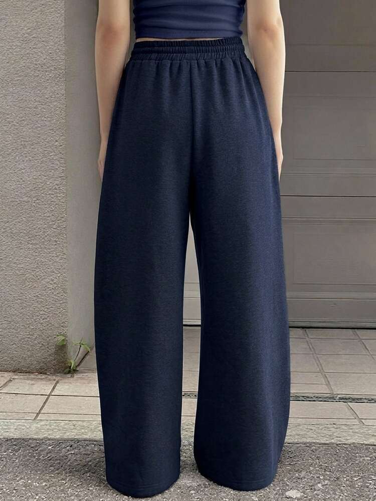 DAZY Women's Loose Curved Leg Print Sweatpants, Casual Sports Streetwear Long Pants For Spring And Autumn Vacation - Royal Blue - View 5