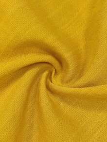 Glimmora Women's Solid Color Single-Breasted Casual Halter Neck Dress - Yellow - View 5