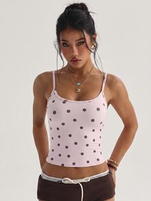Dewbera Dewbera Women's Polka Dot Print Casual Fitness Sports Tank Top - Multicolor - View 4