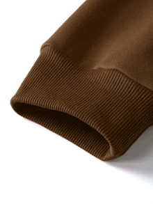 Manfinity LEGND Men's Letter Embossed Drawstring Hoodie And Sweatpants Set - Brown - View 4