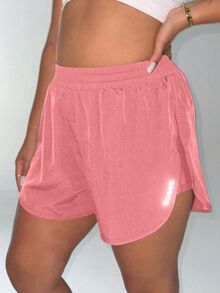 Rhythm Era Pantalones cortos versátiles para uso diario y deportivo con cintura elástica para mujer talla grande - Rosa Fucsia - Ver 3