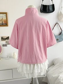 Soleia Chaqueta con cremallera y detalle de botones - Rosa - Ver 2