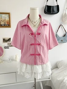 Soleia Chaqueta con cremallera y detalle de botones - Rosa - Ver 8