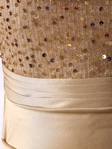 SHEIN فستان ترتر متباين للفتيات المراهقات شتاء وخريف 2026 بكتف واحد وفيونكة وفتحة عالية طويلة بقصة ضيقة فستان حفلة تخرج وملابس حفلات مسائية وعطلات متعددة الطبقات - لون شمبانيي - مشاهدة 7