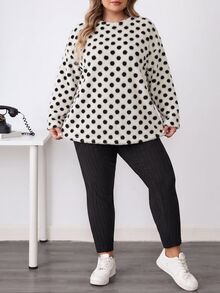 SHEIN CURVE+ Plus Size Co-Ords - Black and White - View 3