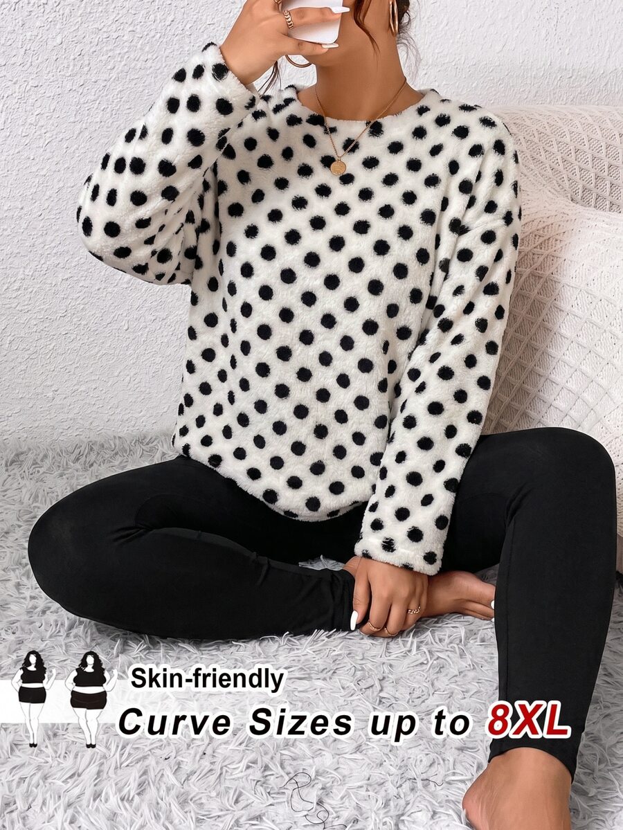 SHEIN CURVE+ Plus Size Co-Ords - Black and White - View 1
