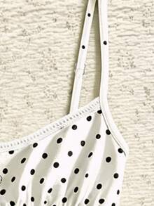 Sundraya Regular Fit A-Line Camisole Top Vacation White And Black Polka Dot Summer Vintage Cute - Multicolor - View 8