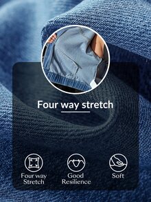 Flexra Fall Casual Street Sports Loose Cropped Zip Up Elastic Waist Light Blue Going Out Gym Denim Jacket For Women - Medium Wash - View 7