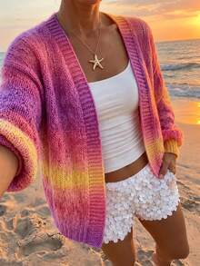 SHEIN Women's Gradient Cardigan For Vacation And Casual Wear - Multicolor - View 6