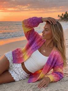 SHEIN Women's Gradient Cardigan For Vacation And Casual Wear - Multicolor - View 4